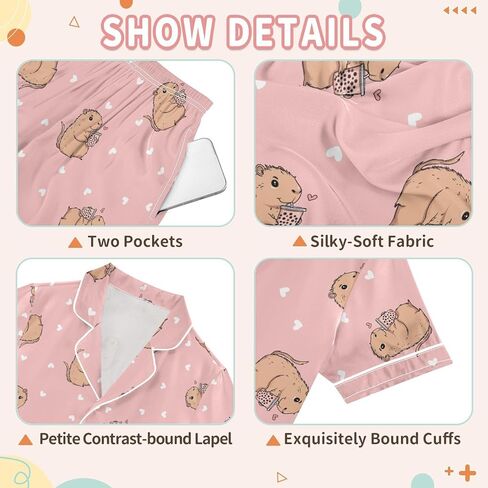 Leopard Pink Summer Pajamas Shorts Set Purple Satin PJ Sets for Pj in Saudi Arabia