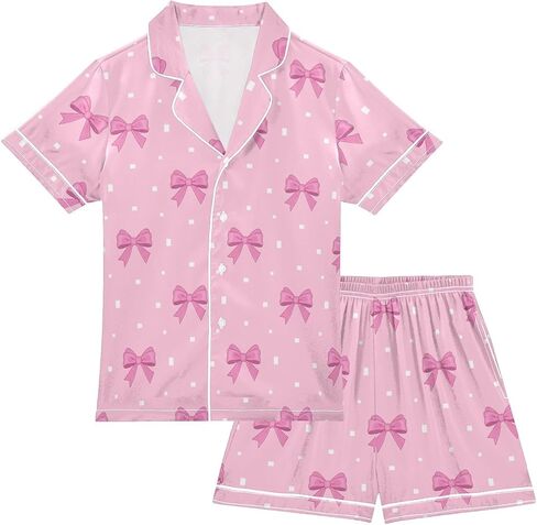 Leopard Pink Summer Pajamas Shorts Set Purple Satin PJ Sets for Pj in Saudi Arabia