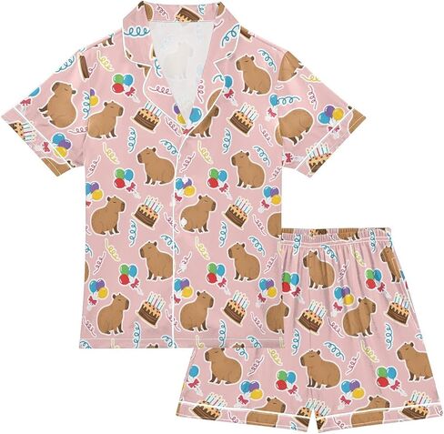 Leopard Pink Summer Pajamas Shorts Set Purple Satin PJ Sets for Pj in Saudi Arabia