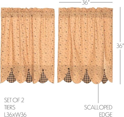 VHC Brands Maisie 3 PC Natural Curtain Set (1 Valance 18x72 and 2 Tier 36x36) in Saudi Arabia