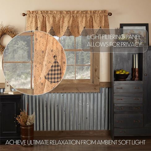 VHC Brands Maisie 3 PC Natural Curtain Set (1 Valance 18x72 and 2 Tier 36x36) in Saudi Arabia