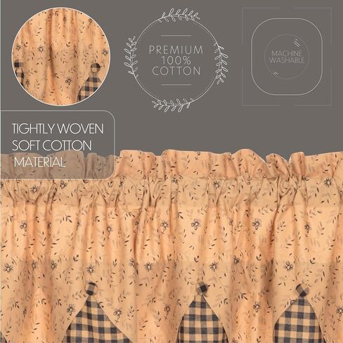 VHC Brands Maisie 3 PC Natural Curtain Set (1 Valance 18x72 and 2 Tier 36x36) in Saudi Arabia