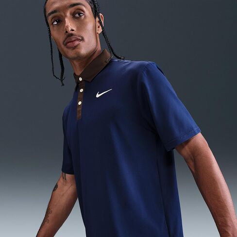 بولو الجولف Dri-FIT للرجال من Nike Tour (أزرق فويد/بني باروكي/عاجي شاحب) in Kuwait