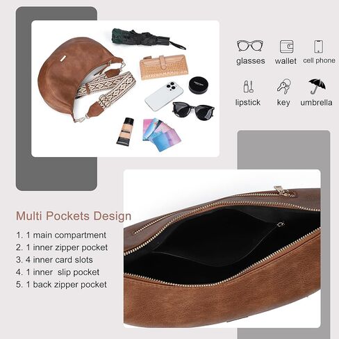 AFKOMST Crossbody Crescent Bag for Women Retro Hobo Purse and Medium Shoulder Handbag,Faux Leather in Saudi Arabia