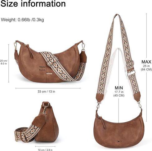 AFKOMST Crossbody Crescent Bag for Women Retro Hobo Purse and Medium Shoulder Handbag,Faux Leather in Saudi Arabia