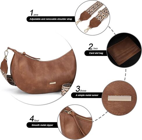AFKOMST Crossbody Crescent Bag for Women Retro Hobo Purse and Medium Shoulder Handbag,Faux Leather in Saudi Arabia