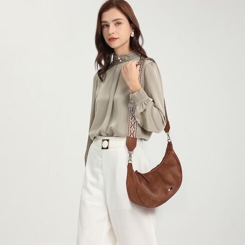 AFKOMST Crossbody Crescent Bag for Women Retro Hobo Purse and Medium Shoulder Handbag,Faux Leather in Saudi Arabia