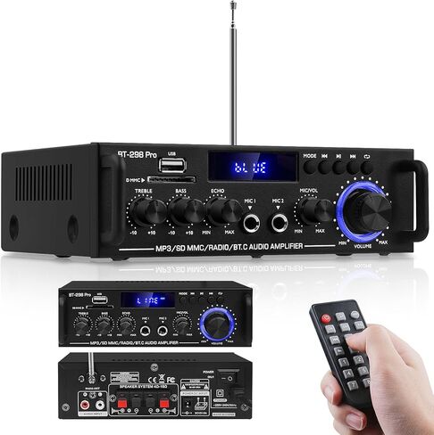Amplifier Home Audio,Stereo Receiver Bluetooth 5.3 Power amp 100W x2 Wireless HiFi Stereo Class D Digital 2 Channel Integrated with Bass Treble Control for Passive Speakers in Kuwait