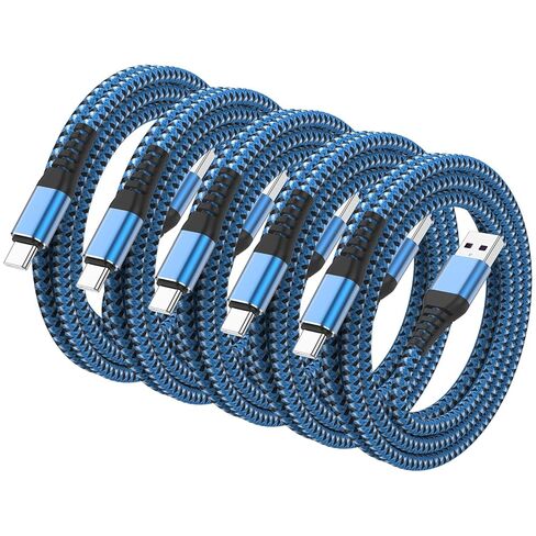 5Pack Short USB C Type C Cable 1FT,Nylon Braided Fast Charging 3A Quick Charger Cord,USB A to Type C Charger Cord Cable for iPhone 15 Samsung Galaxy S20 S10 S9 S8 Plus S10E, Note 20 10 9 8, Moto G7 G8 in Kuwait