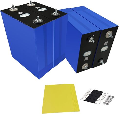LiFePO4 Cell 3.2V 330Ah 4 خلايا بطارية ليثيوم مع مسامير M6، تتضمن قضبان التوصيل وصواميل M6، دورات حياة من الدرجة A+ 4000-15000، عمر افتراضي يزيد عن 10 سنوات، دورة عميقة قابلة لإعادة الشحن in Kuwait