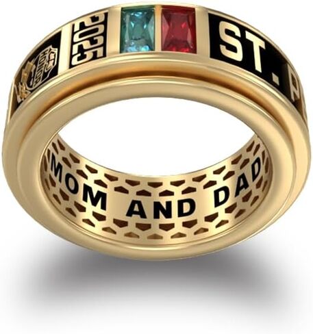 خواتم فئة مخصصة - خواتم تخرج مخصصة بالكامل للرجال من الذهب عيار 10 قيراط أو الفضة الإسترلينية 925، مقاس 5-15 in Kuwait