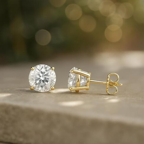 Certified .25-4.0 Carat Lab Grown Diamond Earrings in 14K Gold, Premium Collection of Diamond Stud Earrings for Women and Men, Quality Studs Made in USA in Saudi Arabia