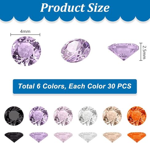 PH PandaHall 180pcs 6 Colors CZ Zirconia Gems, 4mm Grade A Faceted Cubic Zirconia Stone Rhinestone Gems Small Zirconia Gems Cabochons Loose Stones for Earring Bracelet Nail Art DIY Jewelry Making in Saudi Arabia