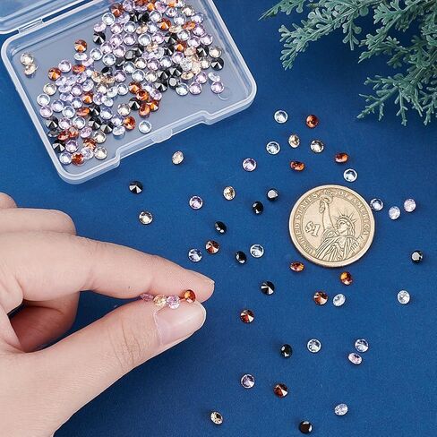 PH PandaHall 180pcs 6 Colors CZ Zirconia Gems, 4mm Grade A Faceted Cubic Zirconia Stone Rhinestone Gems Small Zirconia Gems Cabochons Loose Stones for Earring Bracelet Nail Art DIY Jewelry Making in Saudi Arabia