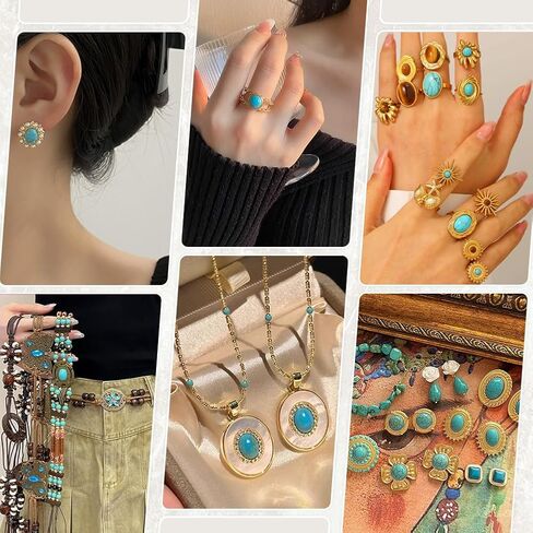 PH PandaHall 108pcs Synthetic Turquoise Cabochons 9 Style Texture Gemstone Tiles Dome Half Round Turquoise Beads Blue White Black Tiles Flatback Stones for Earring Bracelet Cameo Ring Blank Supplies 8/10/12mm in Saudi Arabia