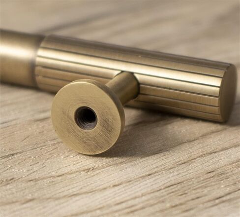 Brass Cabinet Handle and Knob Linear Knurled Solid Brass Drawer Knobs T Bar Bedroom Kitchen Hardware(C-3730-224MM) in Saudi Arabia