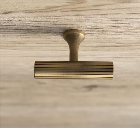Brass Cabinet Handle and Knob Linear Knurled Solid Brass Drawer Knobs T Bar Bedroom Kitchen Hardware(C-3730-224MM) in Saudi Arabia