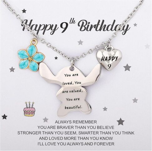 7-10 Year Old Birthday Pendant Necklace Gifts, Beautiful Necklace Gifts, You are Loved Valued Beautiful, Girls Birthday Gifts with Birthday Card for Daughter Granddaughter Niece in Saudi Arabia