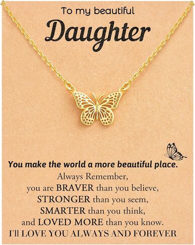 Beautiful Butterfly Necklace Gifts for Daughter Granddaughter Sister from Mom or Grandma Bestie for Birthday, Christmas, Valentines, Stocking Stuffers in Saudi Arabia