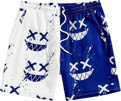 Men's Graphic Print Colorblock Drawstring Waist Active Pocket Shorts in Saudi Arabia