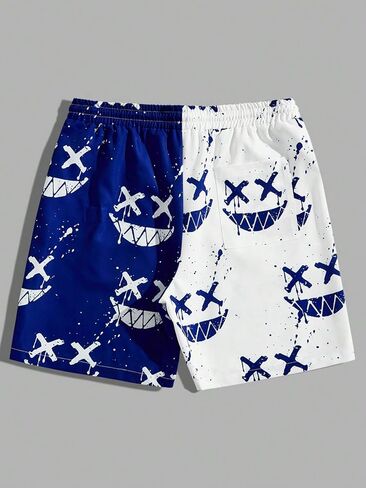 Men's Graphic Print Colorblock Drawstring Waist Active Pocket Shorts in Saudi Arabia
