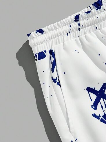 Men's Graphic Print Colorblock Drawstring Waist Active Pocket Shorts in Saudi Arabia