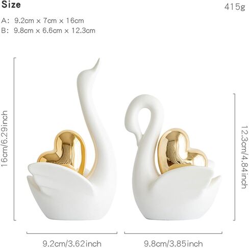 Fenteer Photo Frame Retro Picture Frame Ornate Table Frame Ceramic Swan Statue Vintage Figurine Resin Sculptures Decorative Art Suitable for Gift Giving Home in Saudi Arabia
