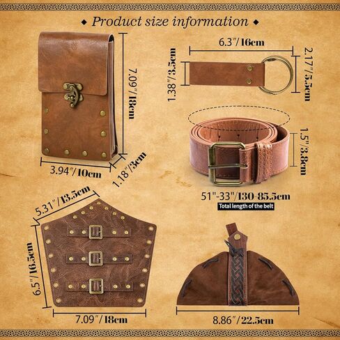 Renaissance Viking Belt Medieval Waist Bag Leather Bracers Accessories For Halloween LARP Cosplay Costume Fanny Pack(Pouch-Brown) in Saudi Arabia