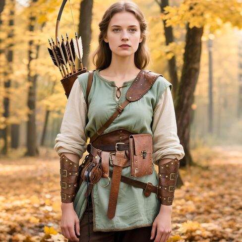Renaissance Viking Belt Medieval Waist Bag Leather Bracers Accessories For Halloween LARP Cosplay Costume Fanny Pack(Pouch-Brown) in Saudi Arabia