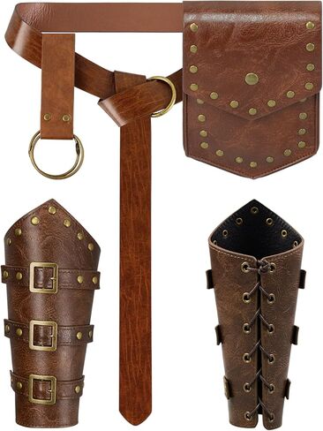 Renaissance Viking Belt Medieval Waist Bag Leather Bracers Accessories For Halloween LARP Cosplay Costume Fanny Pack(Pouch-Brown) in Saudi Arabia