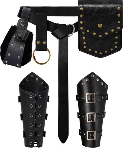 Renaissance Viking Belt Medieval Waist Bag Leather Bracers Accessories For Halloween LARP Cosplay Costume Fanny Pack(Pouch-Brown) in Saudi Arabia