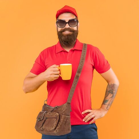 Mepase 3 Pcs Human Tree Shirt Costume Accessories Set Include Brown Beard Purse Satchel Bag and Retro Leopard Glasses for Men Halloween Character Cosplay Costume in Saudi Arabia