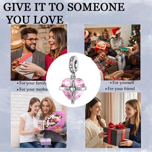 Birthstone Charms 925 Sterling Silver Heart Charms for Bracelets and Necklaces Birthday Day Christmas Gifts For Women in Saudi Arabia