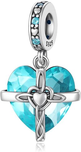 Birthstone Charms 925 Sterling Silver Heart Charms for Bracelets and Necklaces Birthday Day Christmas Gifts For Women in Saudi Arabia