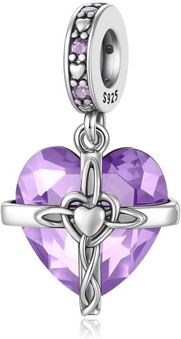 Birthstone Charms 925 Sterling Silver Heart Charms for Bracelets and Necklaces Birthday Day Christmas Gifts For Women in Saudi Arabia