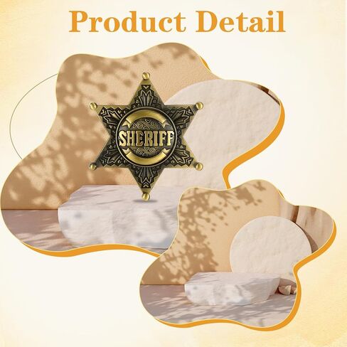 2 Pack Sheriff and Deputy Sheriff Badges, Metal Star Police Badges Pin Brooch Western Cop Badge for Adult Party Costume Role Play Western Theme in Saudi Arabia