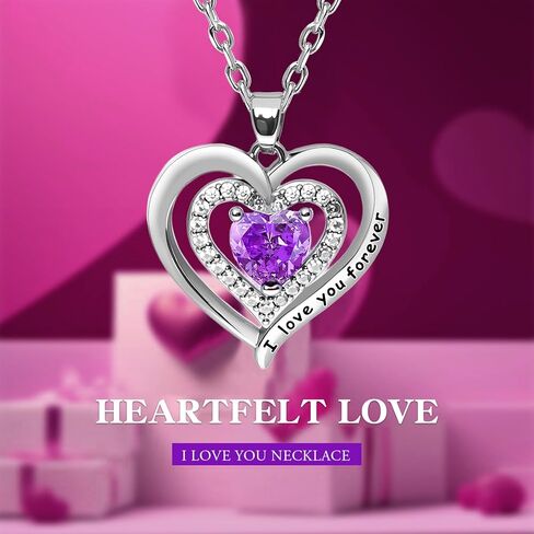 Preserved Real Purple Rose with Heart Necklace, Eternal Flowers Gift for Women, Mom, Wife, Grandma, Girlfriend | Birthday, Anniversary, Christmas, Valentine's, Grandparents Day Gifts for Her in Saudi Arabia