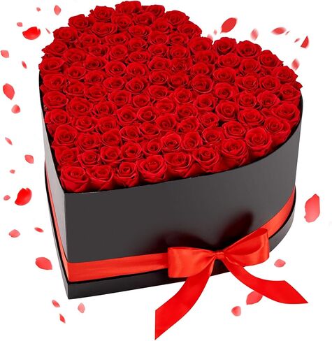 VEVOR Forever Flowers, 100 Preserved Roses in a Heart Shape Box, Eternal Flowers Immortal Bouquet Birthday Present for Women Her Wife Mothers, Anniversary, Valentine's Day,Christmas, Red in Saudi Arabia
