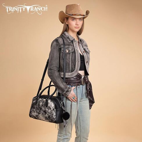 Trinity Ranch Mini Duffel Bag for Women Hair-on Cowhide Crossbody Bag in Saudi Arabia