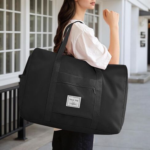 1PCS 41 * 34 * 14cm Travel Duffel Bag Carry On Luggage Tote Collapsible Sports Gym Commuter Suitcase Sleeve Overnight Trip Organizer(Black) in Saudi Arabia