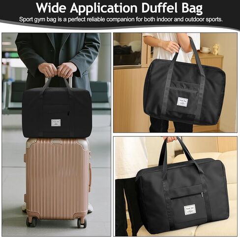 1PCS 41 * 34 * 14cm Travel Duffel Bag Carry On Luggage Tote Collapsible Sports Gym Commuter Suitcase Sleeve Overnight Trip Organizer(Black) in Saudi Arabia