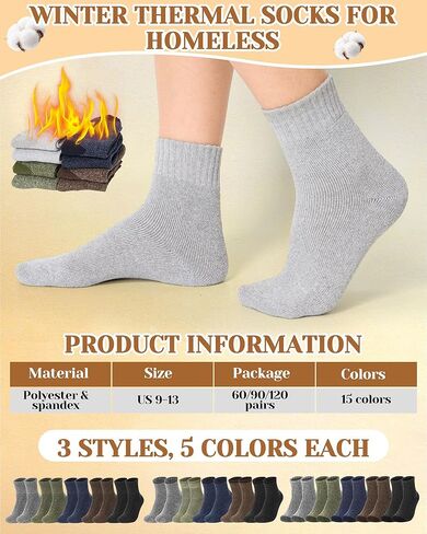 Winter Socks Bulk for Homeless Donation Homeless Care Package Supplies, Thick Warm Boot Extreme Weather Socks in Saudi Arabia