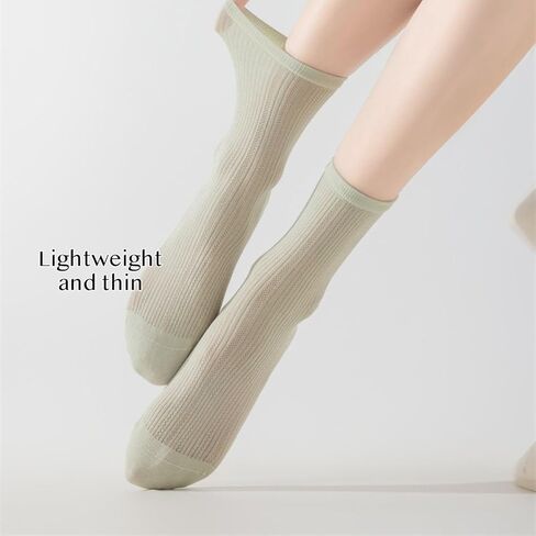Premium Mulberry Silk Mesh Socks for Women - Breathable, Lightweight, Crew, Soft Summer Wear, Girls, Quiet Luxury in Saudi Arabia