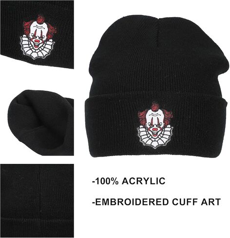 It Movie 2017 Pennywise Embroidery On Acrylic Knit Standard Cuff Beanie in Kuwait