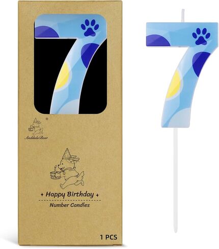 Blue Dog Paw Candles Numeral Birthday Candles Cake Topper Decorations for Boys Girls Blue Themed Birthday Party Supplies (Number 5) in Saudi Arabia