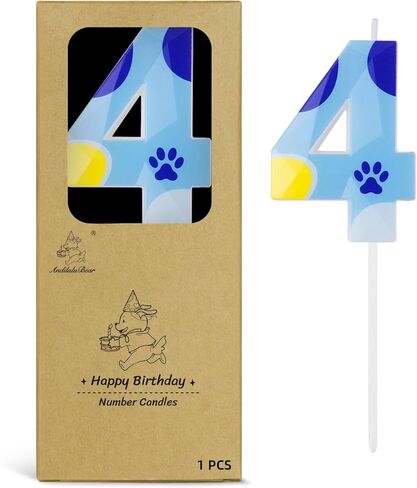 Blue Dog Paw Candles Numeral Birthday Candles Cake Topper Decorations for Boys Girls Blue Themed Birthday Party Supplies (Number 5) in Saudi Arabia