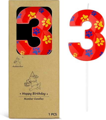 Blue Dog Paw Candles Numeral Birthday Candles Cake Topper Decorations for Boys Girls Blue Themed Birthday Party Supplies (Number 5) in Saudi Arabia