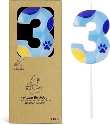 Blue Dog Paw Candles Numeral Birthday Candles Cake Topper Decorations for Boys Girls Blue Themed Birthday Party Supplies (Number 5) in Saudi Arabia