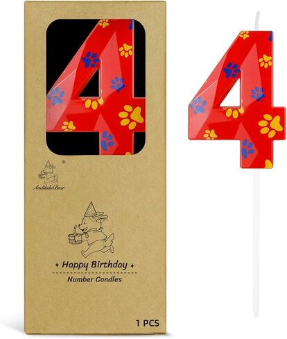 Blue Dog Paw Candles Numeral Birthday Candles Cake Topper Decorations for Boys Girls Blue Themed Birthday Party Supplies (Number 5) in Saudi Arabia