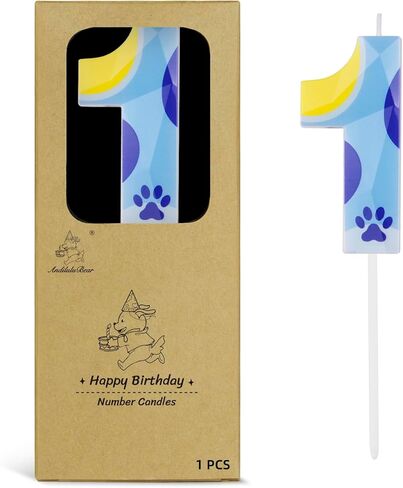 Blue Dog Paw Candles Numeral Birthday Candles Cake Topper Decorations for Boys Girls Blue Themed Birthday Party Supplies (Number 5) in Saudi Arabia